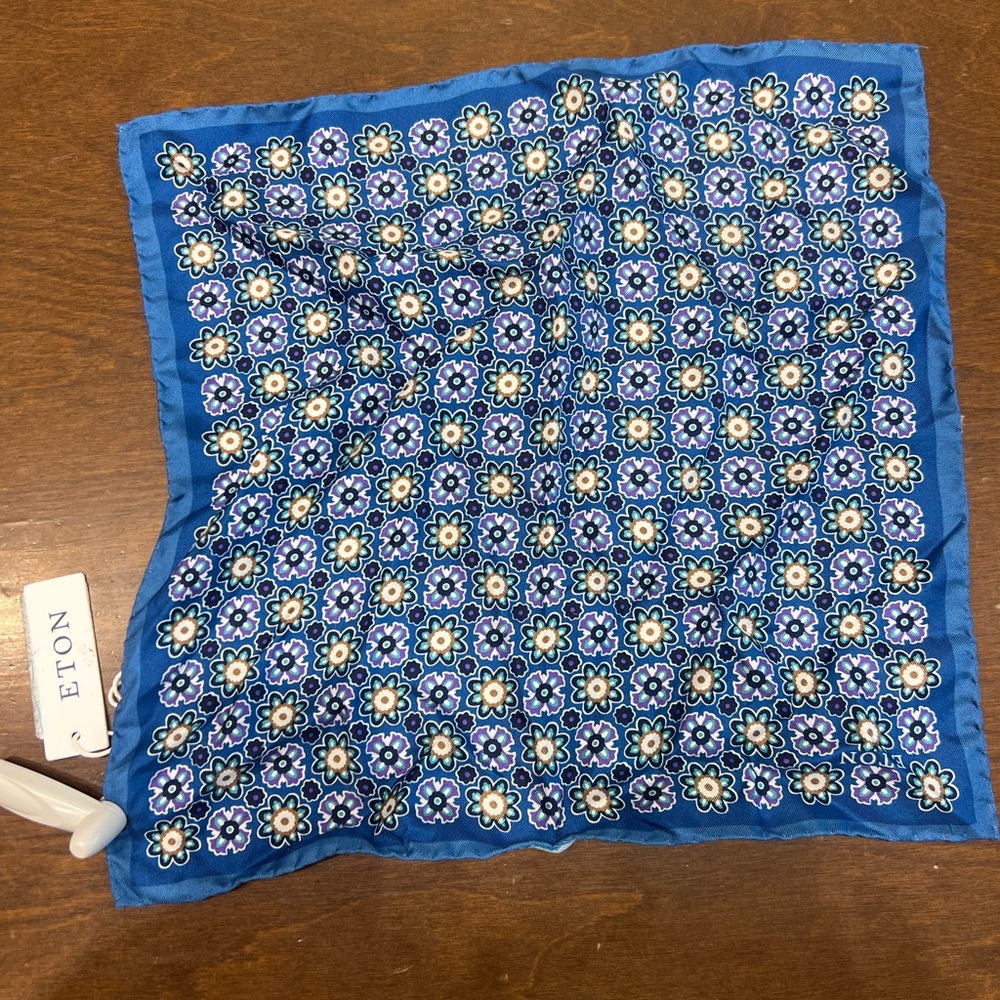 Eton Blue and White Patterned Pocket Square